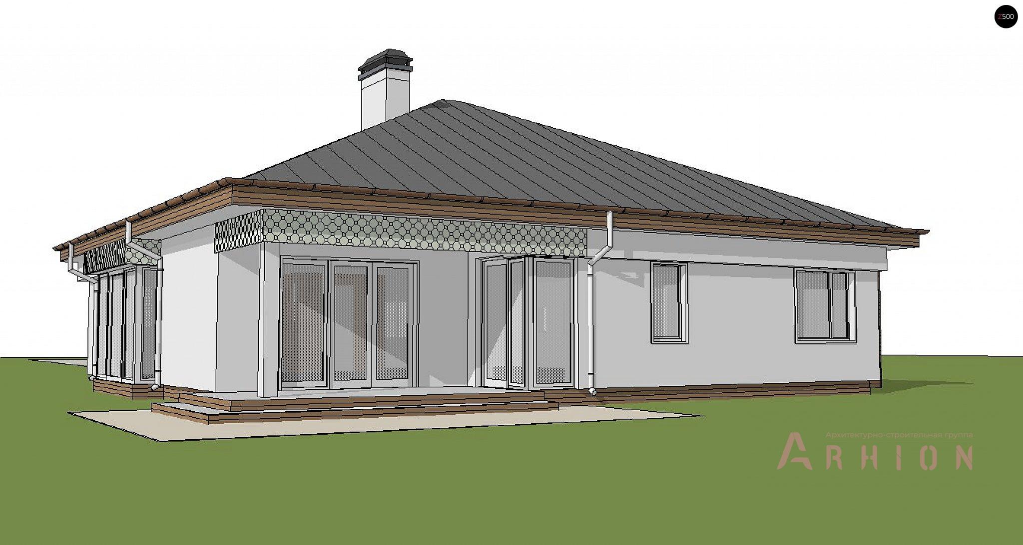 18. Проект одноэтажного дома в современном стиле с четырехскатной, Z200 BG, площадью - 154 кв c терассой, эркером